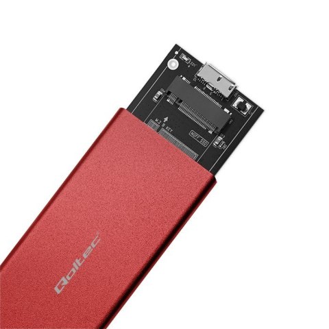 Obudowa | kieszeń na dysk M.2 SSD | SATA | NGFF | USB 3.0 | Superspeed 5Gb/s | 2TB | Czerwona Qoltec Obudowa | kieszeń na dysk M.2 SSD | SATA | NGFF | USB 3.0 | Superspeed 5Gb/s | 2TB | Czerwona Qoltec