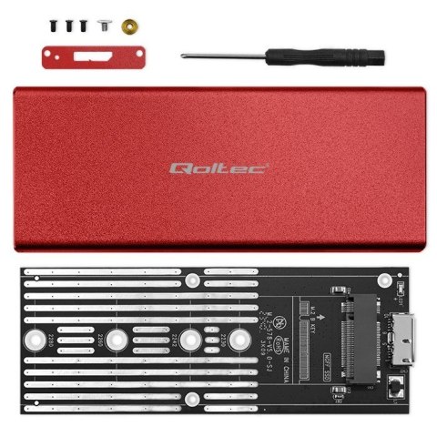 Obudowa | kieszeń na dysk M.2 SSD | SATA | NGFF | USB 3.0 | Superspeed 5Gb/s | 2TB | Czerwona Qoltec Obudowa | kieszeń na dysk M.2 SSD | SATA | NGFF | USB 3.0 | Superspeed 5Gb/s | 2TB | Czerwona Qoltec