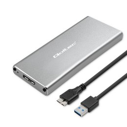 Obudowa | kieszeń na dysk M.2 SSD | SATA | NGFF | USB 3.0 | Superspeed 5Gb/s | 2TB | Srebrna Qoltec