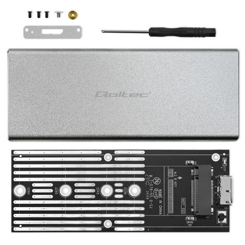 Obudowa | kieszeń na dysk M.2 SSD | SATA | NGFF | USB 3.0 | Superspeed 5Gb/s | 2TB | Srebrna Qoltec Obudowa | kieszeń na dysk M.2 SSD | SATA | NGFF | USB 3.0 | Superspeed 5Gb/s | 2TB | Srebrna Qoltec