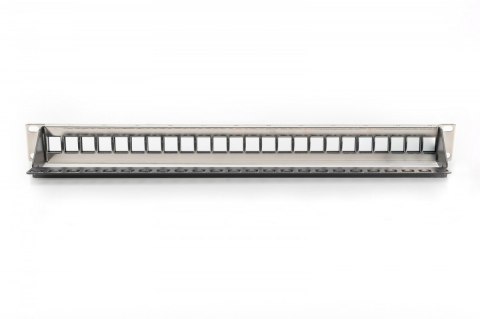 Panel krosowy (patch panel) modularny 19" 24 porty pod moduły keystone, 1U, ekranowany, prowadnica kabli, wymienne pola opisowe  Digitus