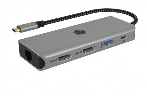 Stacja dokująca IB-DK4012-CPD 9w1, 2x HDMI, 4K60Hz, 3xUSB, 100W PD,LAN, Czytnik kart IcyBox Stacja dokująca IB-DK4012-CPD 9w1, 2x HDMI, 4K60Hz, 3xUSB, 100W PD,LAN, Czytnik kart IcyBox