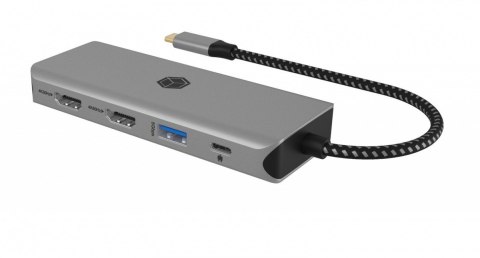 Stacja dokująca IB-DK4012-CPD 9w1, 2x HDMI, 4K60Hz, 3xUSB, 100W PD,LAN, Czytnik kart IcyBox Stacja dokująca IB-DK4012-CPD 9w1, 2x HDMI, 4K60Hz, 3xUSB, 100W PD,LAN, Czytnik kart IcyBox