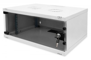 Szafa sieciowa wisząca 19" 4U, SOHO 241 x 540 x 400 mm, nośność 60kg, drzwi szyba, niezłożona, Szara Digitus