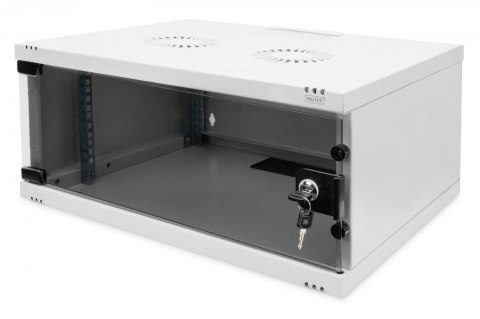 Szafa sieciowa wisząca 19" 4U, SOHO 241 x 540 x 400 mm, nośność 60kg, drzwi szyba, niezłożona, Szara Digitus