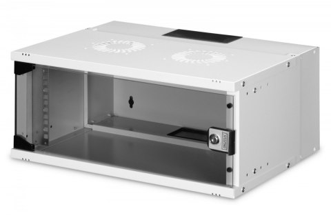 Szafa sieciowa wisząca 19" 4U, SOHO PRO 240 x 540 x 400 mm, nośność 60kg, drzwi szyba, niezłożona, Szara Digitus