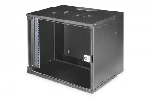 Szafa sieciowa wisząca 19" 9U, SOHO PRO 460 x 540 x 400 mm, nośność 60kg, drzwi szyba, niezłożona, Czarna Digitus