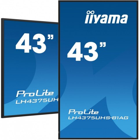 Monitor 42.5 cala ProLite LH4375UHS-B1AG, 24/7,IPS,ANDROID.11,4K,500cd/m2,WiFi,3xHDMI,DP,Daisy/Chain,2xUSB,2x10W,RJ45,iiSignage2 IIYAMA