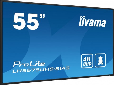 Monitor 54.6 cali ProLite LH5575UHS-B1AG 24/7,IPS,ANDROID.11,4K,500cd/m2,WiFi,3xHDMI,DP,Daisy/Chain,2xUSB,2x10W,RJ45,iiSignage2, IIYAMA