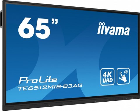 Monitor 65 cali ProLite TE6512MIS-B3AG 40pkt,IPS,4K,24/7, 7H,WiFi,VGA,HDMI,USB-c,Bluetooth,metal,8ms,Vesa,2x16W IIYAMA