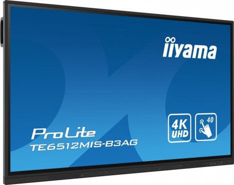 Monitor 65 cali ProLite TE6512MIS-B3AG 40pkt,IPS,4K,24/7, 7H,WiFi,VGA,HDMI,USB-c,Bluetooth,metal,8ms,Vesa,2x16W IIYAMA