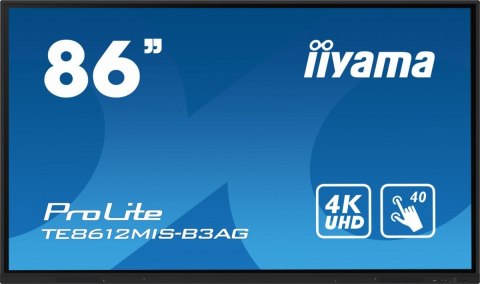 Monitor 85.6 cala ProLite TE8612MIS-B3AG,INFRARED,40pkt,VA,4K, 24/7, 7H, WiFi,VGA, HDMI, USB-c, Bluetooth,metal,8ms, vesa, głośn IIYAMA