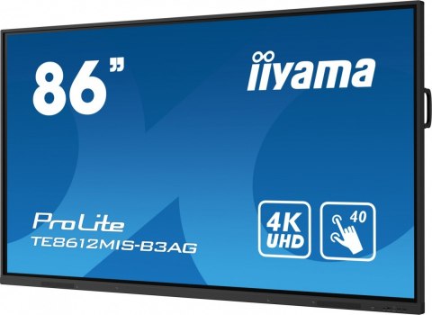 Monitor 85.6 cala ProLite TE8612MIS-B3AG,INFRARED,40pkt,VA,4K, 24/7, 7H, WiFi,VGA, HDMI, USB-c, Bluetooth,metal,8ms, vesa, głośn IIYAMA