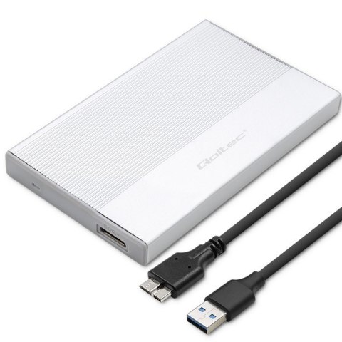 Obudowa | Kieszeń na dysk SSD HDD 2.5 cala| SATA | USB 3.0 | Super speed 5Gb/s | 2TB | Srebrna Qoltec