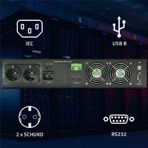 Zasilacz awaryjny UPS do RACK | 2kVA | 2000W | Power Factor 1.0| LCD | On-line Qoltec Zasilacz awaryjny UPS do RACK | 2kVA | 2000W | Power Factor 1.0| LCD | On-line Qoltec