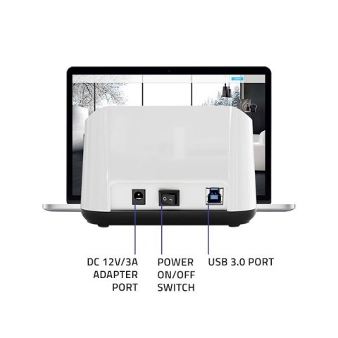 Stacja dokująca do dysków HDD SSD 2.5" 3.5" | SATA III | USB 3.0 | Super speed 5Gb/s | z funkcją klonowania offline Qoltec
