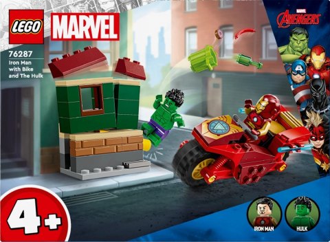 Klocki Marvel Super Heroes 76287 Iron Man z motocyklem i Hulk LEGO