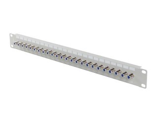 Patch panel 24 porty 19 cali gniazdo Typ F beczka szary Lanberg