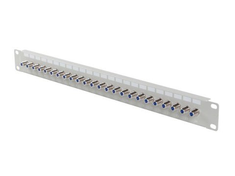 Patch panel 24 porty 19 cali gniazdo Typ F beczka szary Lanberg