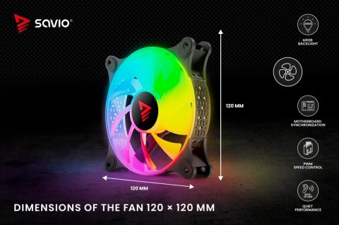 Wentylator BLAST FAN SET 3 x 120mm ARGB 3-pin 5V, 4-pin 12V Savio