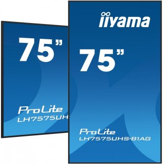 Monitor 75 cali LH7575UHS-B1AG, 24/7,IPS,ANDROID.11,4K,500cd/m2,WiFi,3xHDMI,DP,Daisy/Chain,2xUSB,2x10W,RJ45,iiSignage2,FailOver, IIYAMA