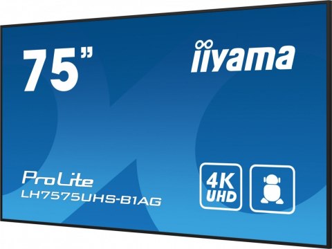Monitor 75 cali LH7575UHS-B1AG, 24/7,IPS,ANDROID.11,4K,500cd/m2,WiFi,3xHDMI,DP,Daisy/Chain,2xUSB,2x10W,RJ45,iiSignage2,FailOver, IIYAMA