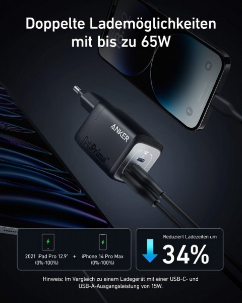 Ładowarka sieciowa Prime 735 67W 2xUSB-C 1xUSB-A Czarna Anker