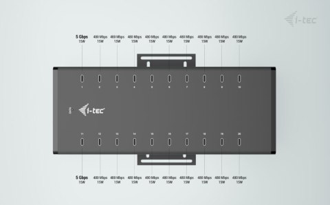 I-tec USB-C/USB-A Metal Charging + data HUB 15W per port 20x USB-C I-tec I-tec USB-C/USB-A Metal Charging + data HUB 15W per port 20x USB-C I-tec