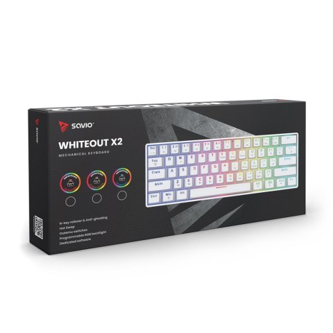 Klawiatura mechaniczna Whiteout X2, Red Outemu, Hot Swap Savio
