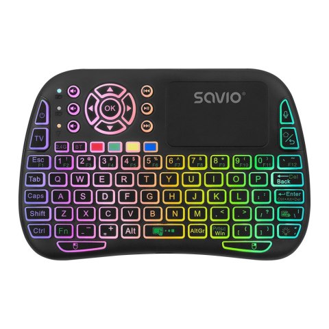 Podświetlana klawiatura bezprzewodowa RGB BT + 2.4 GHz , TV Box, Smart TV, Konsole, PC, KW-04 Savio