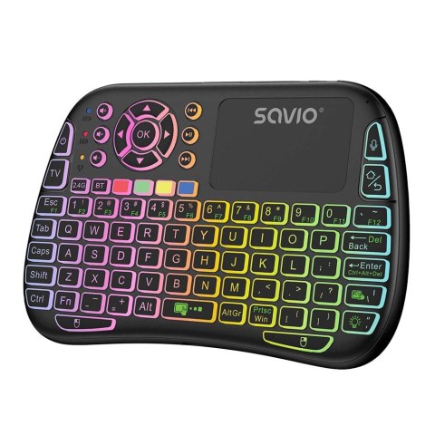 Podświetlana klawiatura bezprzewodowa RGB BT + 2.4 GHz , TV Box, Smart TV, Konsole, PC, KW-04 Savio