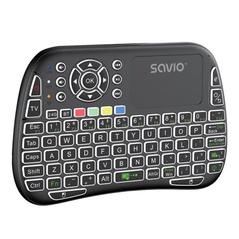 Podświetlana klawiatura bezprzewodowa RGB BT + 2.4 GHz , TV Box, Smart TV, Konsole, PC, KW-04 Savio