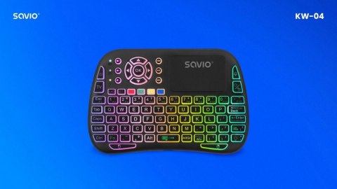Podświetlana klawiatura bezprzewodowa RGB BT + 2.4 GHz , TV Box, Smart TV, Konsole, PC, KW-04 Savio