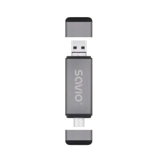 Czytnik kart SD 3w1, USB-C+ USB-A 2.0+ Micro USB, AK-72 Savio