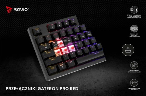 Klawiatura mechaniczna bezprzewodowa PHENIX Gateron Red Pro, ABS Savio