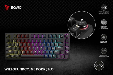 Klawiatura mechaniczna bezprzewodowa PHENIX Gateron Red Pro, ABS Savio