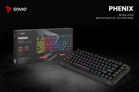 Klawiatura mechaniczna bezprzewodowa PHENIX Gateron Red Pro, ABS Savio