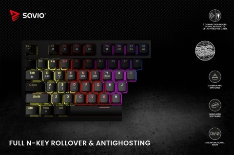 Klawiatura mechaniczna bezprzewodowa PHENIX Gateron Red Pro, ABS Savio