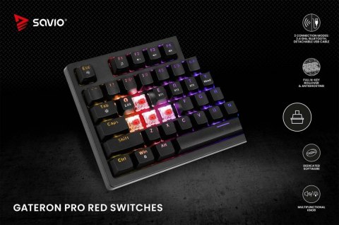 Klawiatura mechaniczna bezprzewodowa PHENIX Gateron Red Pro, ABS Savio