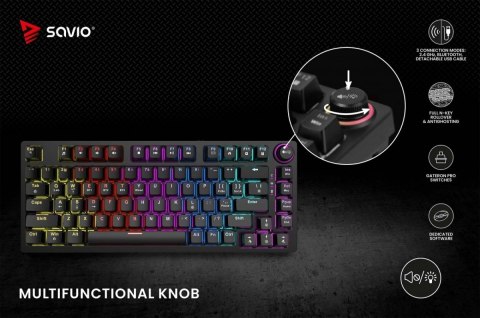 Klawiatura mechaniczna bezprzewodowa PHENIX Gateron Red Pro, ABS Savio