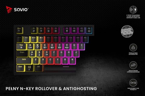 Klawiatura mechaniczna bezprzewodowa PHENIX, Gateron Red Pro, Pudding Savio
