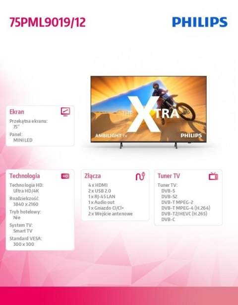 Telewizor 75 cali MINI LED 75PML9019/12 Philips