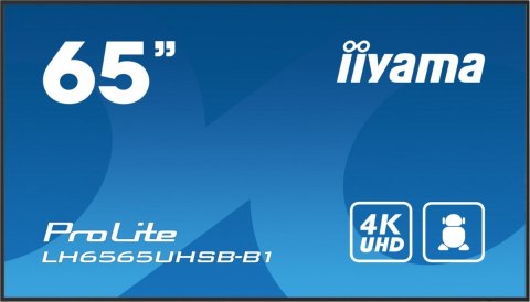 *IIYAMA 65&#39;LH6565UHSB-B1, 24/7,IPS,ANDROID.11,4K,800cd, iiSignage2, SDM, 2x HDMI, DP, 2x USB,2x 10W, RJ45, WiFi, 4/32GB, PIO IIYAMA