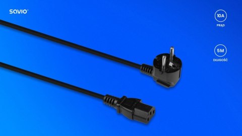 Kabel zasilający CEE 7/7 (E/F) - IEC C13, 5m, CL-181 Savio