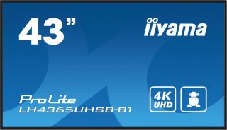 Monitor 43 cale LH4365UHSB-B1 24/7, IPS, ANDROID 11, 4K, 800cd, iiSignage2, SDM, 2x HDMI, DP, 2x USB,2x 10W, RJ45, WiFi, 4/32GB, IIYAMA