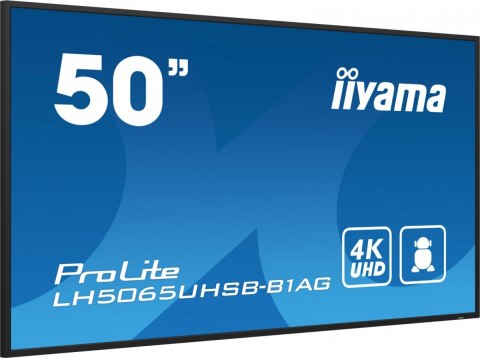Monitor 50 cali LH5065UHSB-B1 AG, 24/7, VA, ANDROID 11, 4K, 800cd, iiSignage2, SDM, 2x HDMI, DP, 2x USB,2x 10W, RJ45, WiFi, 4/32 IIYAMA