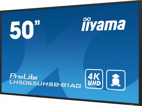 Monitor 50 cali LH5065UHSB-B1 AG, 24/7, VA, ANDROID 11, 4K, 800cd, iiSignage2, SDM, 2x HDMI, DP, 2x USB,2x 10W, RJ45, WiFi, 4/32 IIYAMA