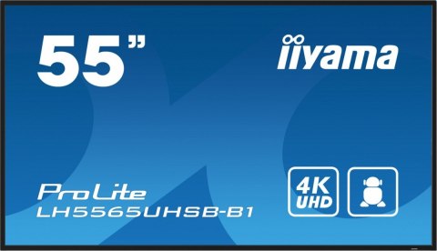 Monitor 55 cali LH5565UHSB-B1, 24/7, IPS, ANDROID 11, 4K, 800cd, iiSignage2, SDM, 2x HDMI, DP, 2x USB,2x 10W, RJ45, WiFi, 4/32GB IIYAMA