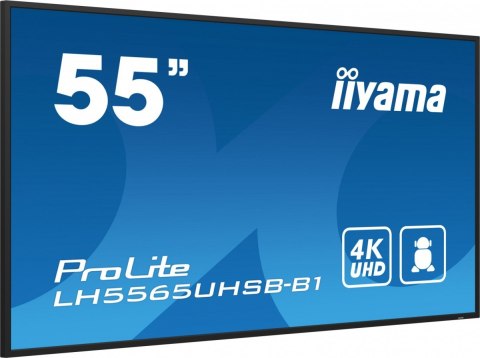 Monitor 55 cali LH5565UHSB-B1, 24/7, IPS, ANDROID 11, 4K, 800cd, iiSignage2, SDM, 2x HDMI, DP, 2x USB,2x 10W, RJ45, WiFi, 4/32GB IIYAMA