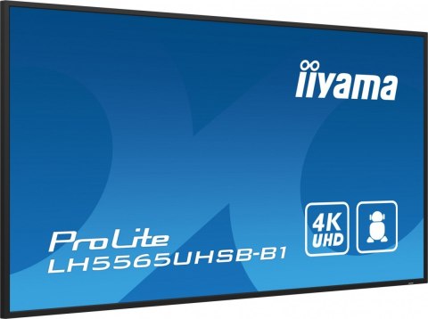 Monitor 55 cali LH5565UHSB-B1, 24/7, IPS, ANDROID 11, 4K, 800cd, iiSignage2, SDM, 2x HDMI, DP, 2x USB,2x 10W, RJ45, WiFi, 4/32GB IIYAMA